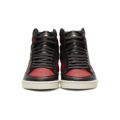 Shop Saint Laurent Black And Red Sl/10 High-top Sneakers In 1074 Blkred