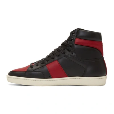 Shop Saint Laurent Black And Red Sl/10 High-top Sneakers In 1074 Blkred