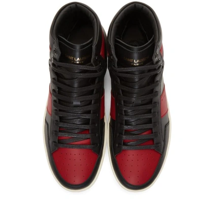 Shop Saint Laurent Black And Red Sl/10 High-top Sneakers In 1074 Blkred