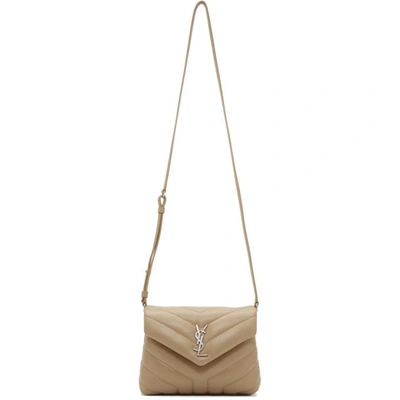 Shop Saint Laurent Beige Quilted Toy Loulou Strap Bag In 2721 Beige