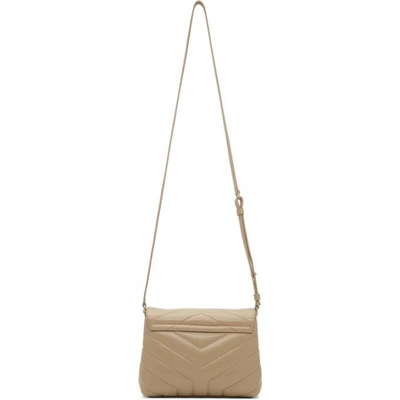 Shop Saint Laurent Beige Quilted Toy Loulou Strap Bag In 2721 Beige