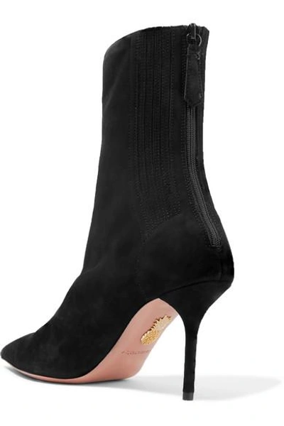 Shop Aquazzura Saint Honore 85 Suede Sock Boots In Black