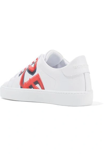 Shop Burberry Logo-print Leather Sneakers In White