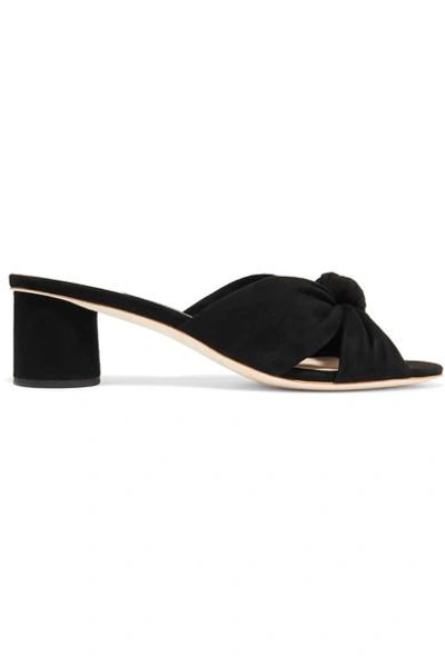 Shop Loeffler Randall Celeste Knotted Suede Mules In Black