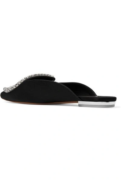 Shop Sophia Webster Bibi Butterfly Embellished Satin Slippers In Black