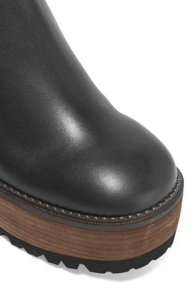 Shop See By Chloé Erika Leather Platform Ankle Boots In Black