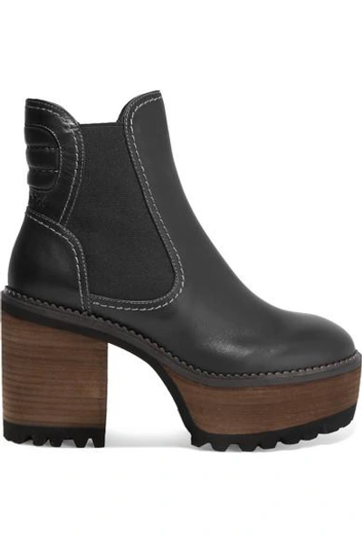 Shop See By Chloé Erika Leather Platform Ankle Boots In Black
