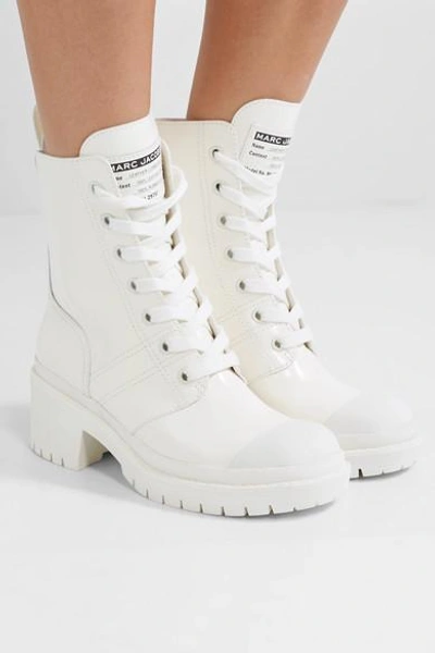 Shop Marc Jacobs Bristol Glossed-leather Ankle Boots In White