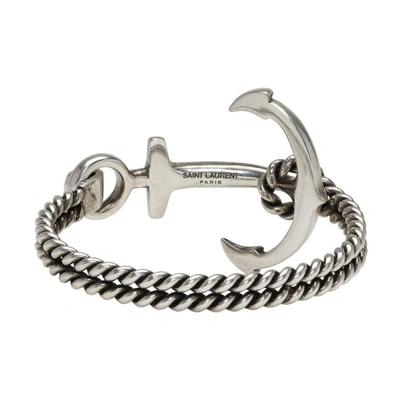 Shop Saint Laurent Silver Anchor Bracelet In 8142 Silver