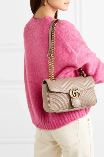 Shop Gucci Gg Marmont Small Quilted Leather Shoulder Bag
