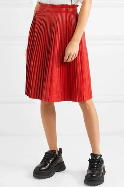 Shop We11 Done Pleated Faux Leather Skirt In Red
