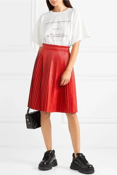 Shop We11 Done Pleated Faux Leather Skirt In Red