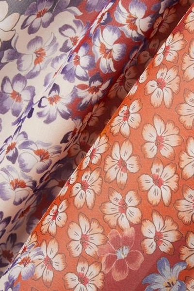 Shop Paul & Joe Pussy-bow Floral-print Silk-chiffon Midi Dress In Orange