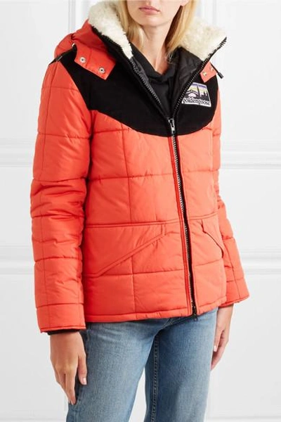 Shop Golden Goose Agena Faux Shearling-trimmed Quilted Shell Jacket In Red