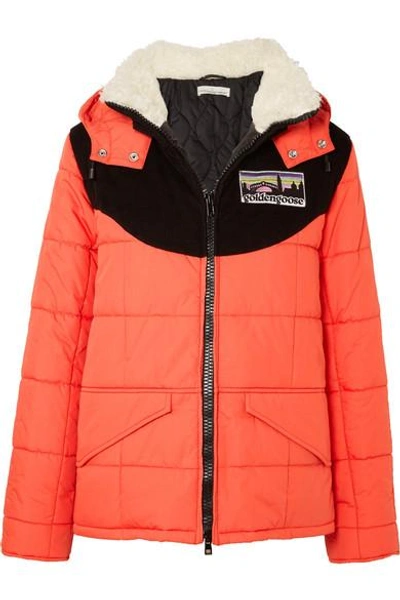 Shop Golden Goose Agena Faux Shearling-trimmed Quilted Shell Jacket In Red