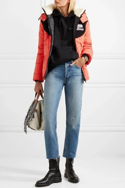 Shop Golden Goose Agena Faux Shearling-trimmed Quilted Shell Jacket In Red