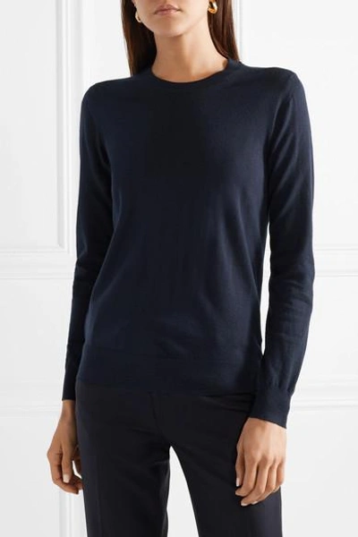 Shop Burberry Merino Wool Sweater In Navy