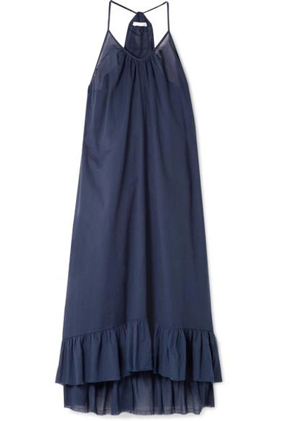 Shop Skin Blakey Ruffled Cotton-voile Midi Dress In Indigo