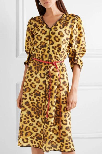 Shop Marc Jacobs Belted Leopard-print Taffeta Dress In Leopard Print