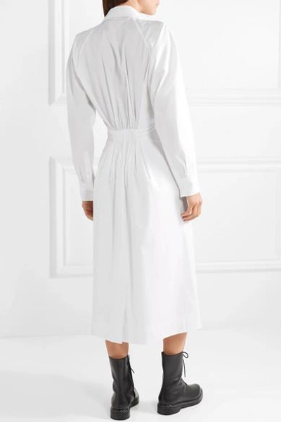 Shop Burberry Stretch-cotton Poplin Shirt Dress In White