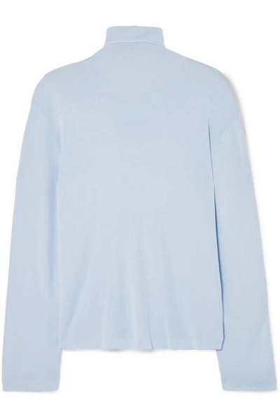 Shop Khaite Clarice Stretch-knit Turtleneck Sweater In Sky Blue