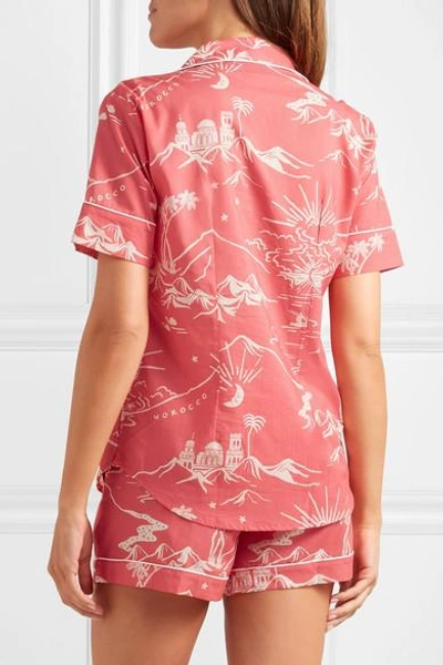 Shop Desmond & Dempsey Printed Cotton-voile Pajama Set In Pink