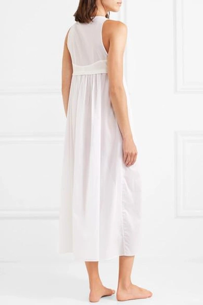 Shop Three Graces London Pearl Silk Satin-trimmed Cotton-voile Nightdress In White