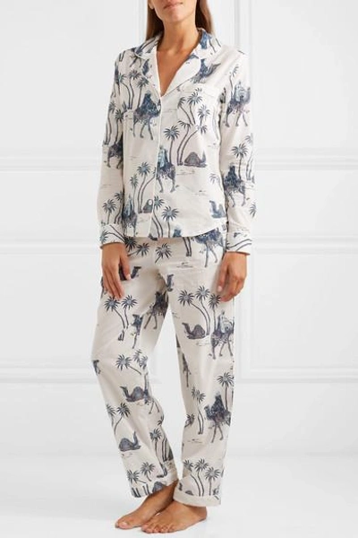 Shop Desmond & Dempsey Printed Cotton-voile Pajama Set In Blue