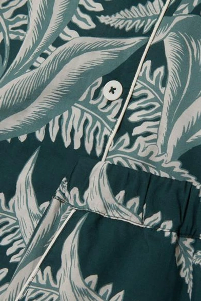 Shop Desmond & Dempsey Printed Cotton-voile Pajama Set In Green