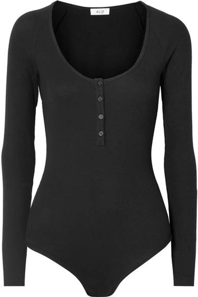 Shop Alix Horatio Ribbed Stretch-modal Bodysuit In Black