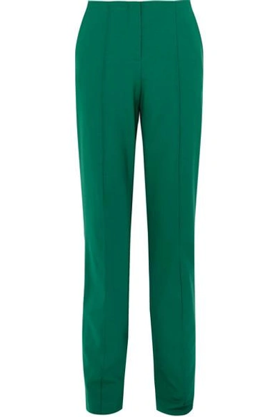 Shop Diane Von Furstenberg Wool-blend Straight-leg Pants In Green