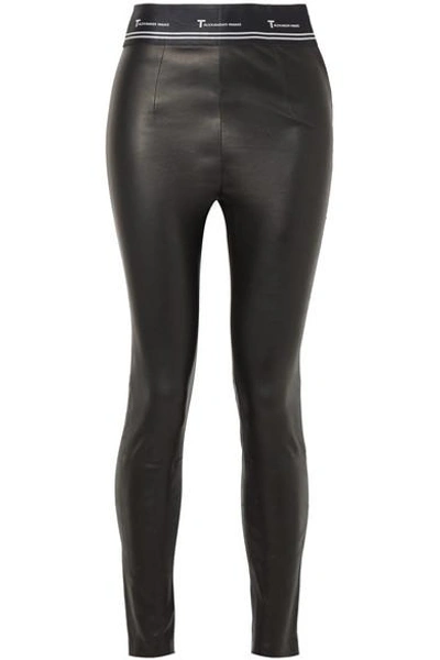 Shop Alexander Wang T Stretch-leather Leggings In Black