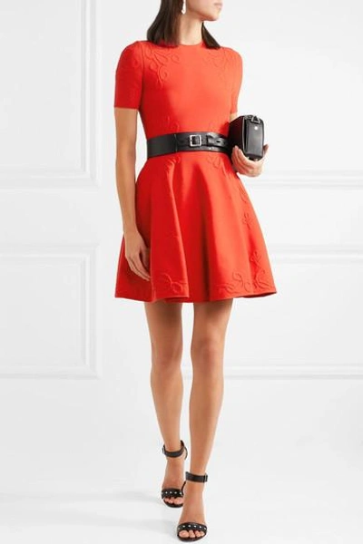 Shop Alexander Mcqueen Stretch-jacquard Mini Dress In Red
