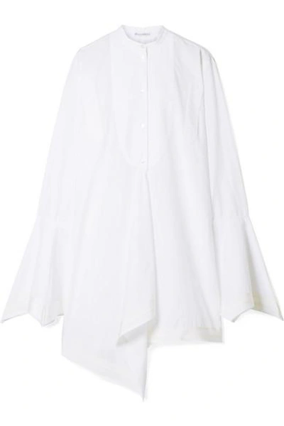 Shop Jw Anderson Asymmetric Washed Cotton-poplin Top In White