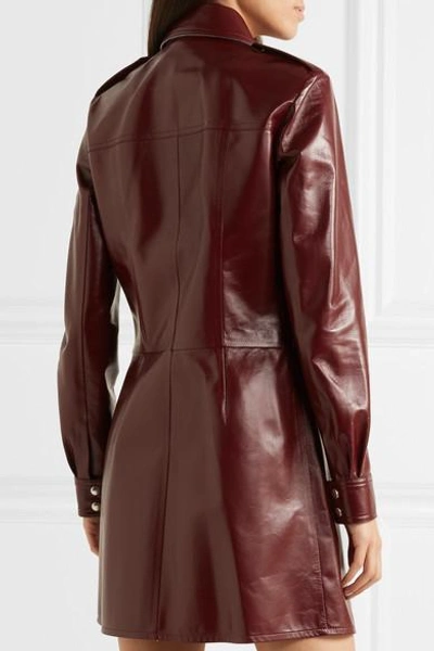 Shop Calvin Klein 205w39nyc Leather Mini Dress In Burgundy