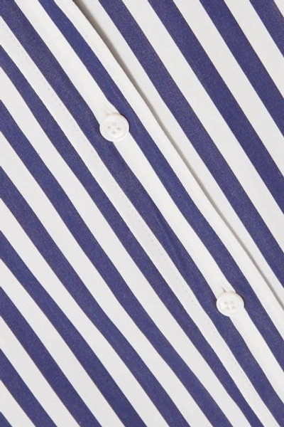 Shop Alexander Mcqueen Oversized Cutout Striped Cotton-poplin Shirt In Blue