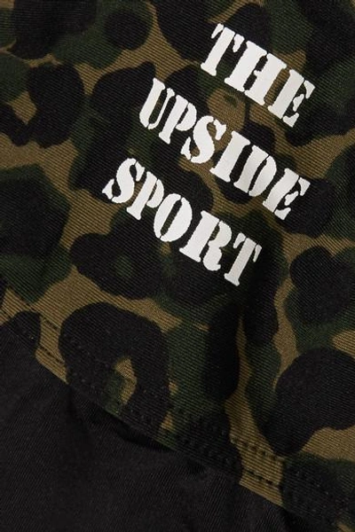 Shop The Upside Zoe Leopard-print Stretch Sports Bra In Army Green