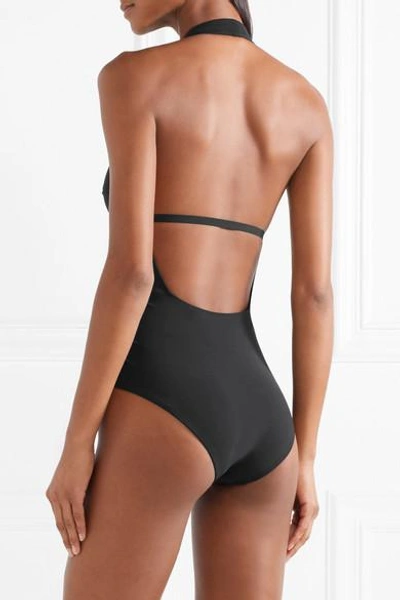 Shop Ward Whillas Farrah Cutout Halterneck Swimsuit In Black