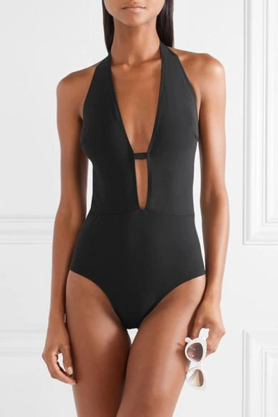 Shop Ward Whillas Farrah Cutout Halterneck Swimsuit In Black