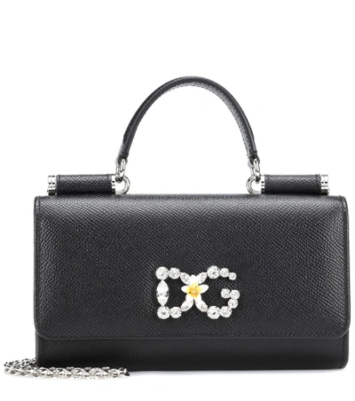 Shop Dolce & Gabbana Von Leather Shoulder Bag In Black