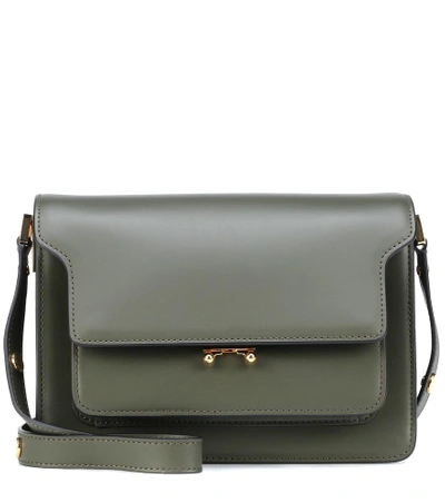 Shop Marni Trunk Leather Shoulder Bag In Green