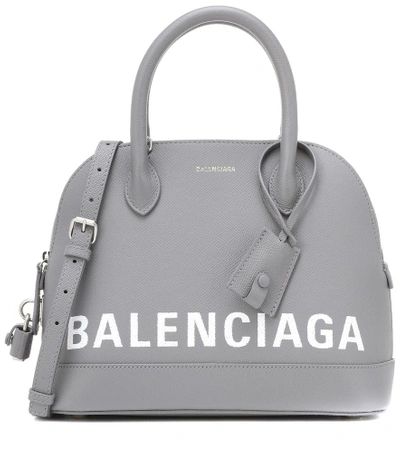 Shop Balenciaga Ville S Leather Tote In Grey