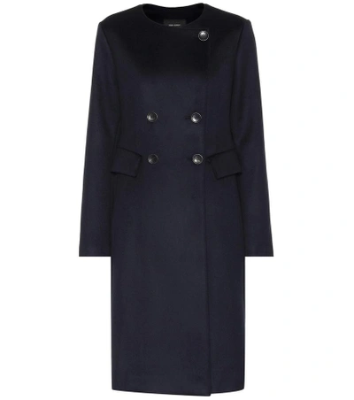 Shop Isabel Marant Fanki Wool And Cashmere Coat In Blue