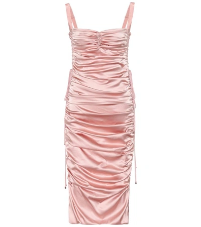 Shop Dolce & Gabbana Stretch-silk Midi Dress In Pink