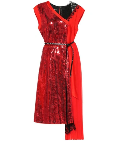 Shop Marc Jacobs Sequinned And Lace Dress In Red