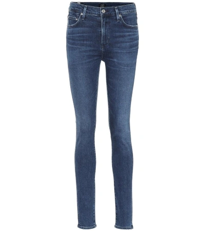 Shop Citizens Of Humanity Rocket High-waisted Skinny Jeans In Blue