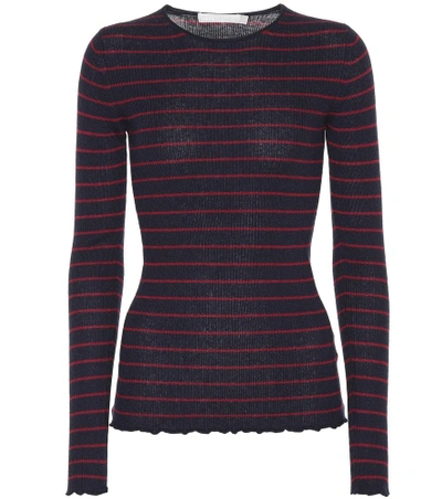 Shop Vince Striped Cashmere Sweater In Blue