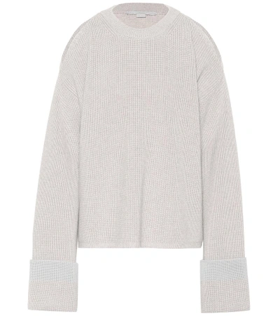 Shop Stella Mccartney Cold-shoulder Wool Sweater In Grey