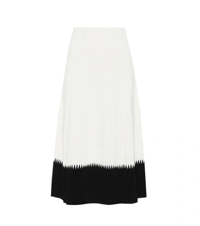 Shop Alexander Mcqueen Ribbed Knit Midi Skirt In White
