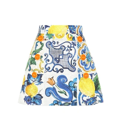 Shop Dolce & Gabbana Printed Cotton And Silk Miniskirt In Multicoloured